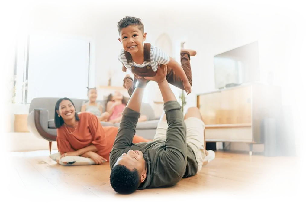 Financially secure family with kids