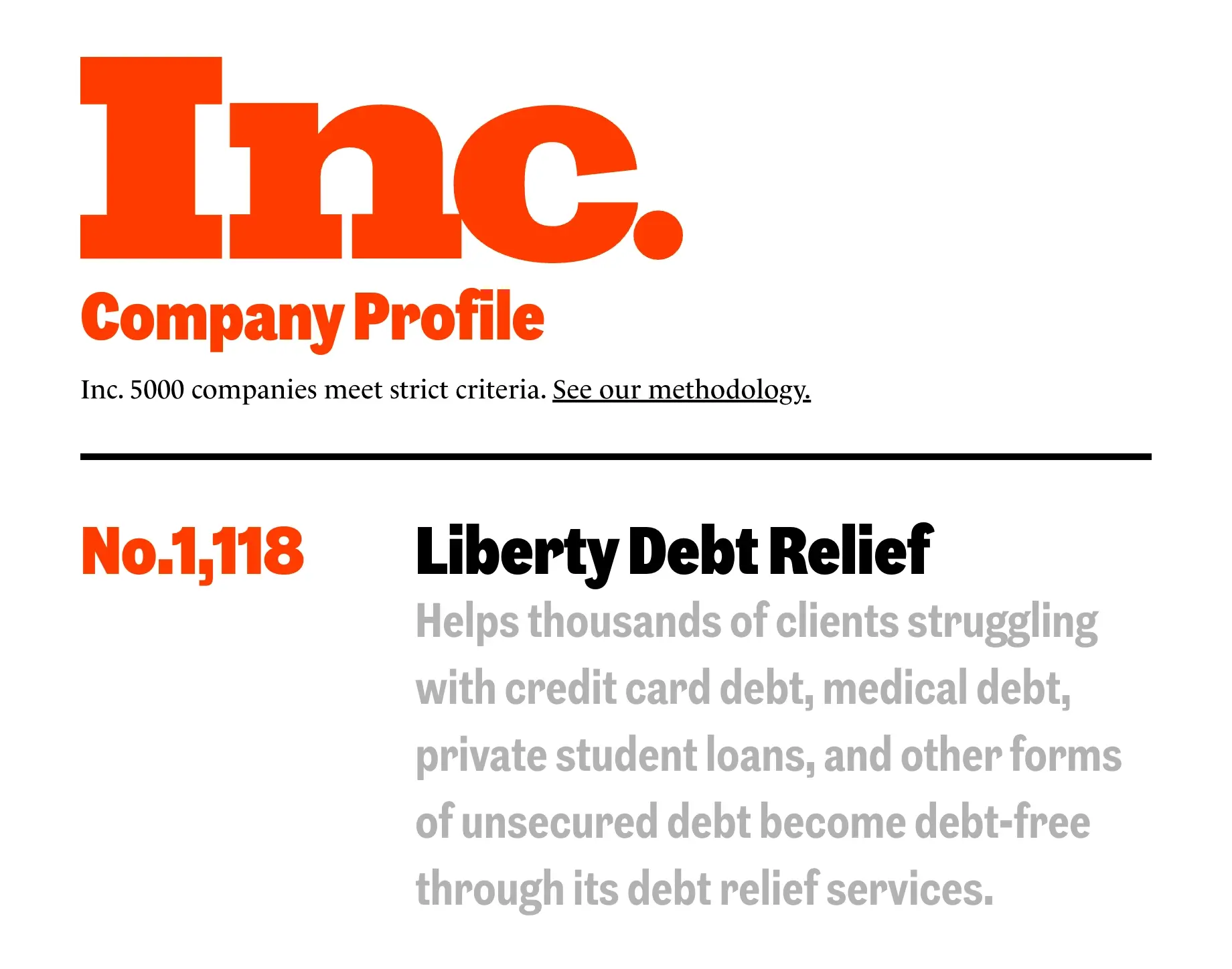 Inc 5000 debt relief